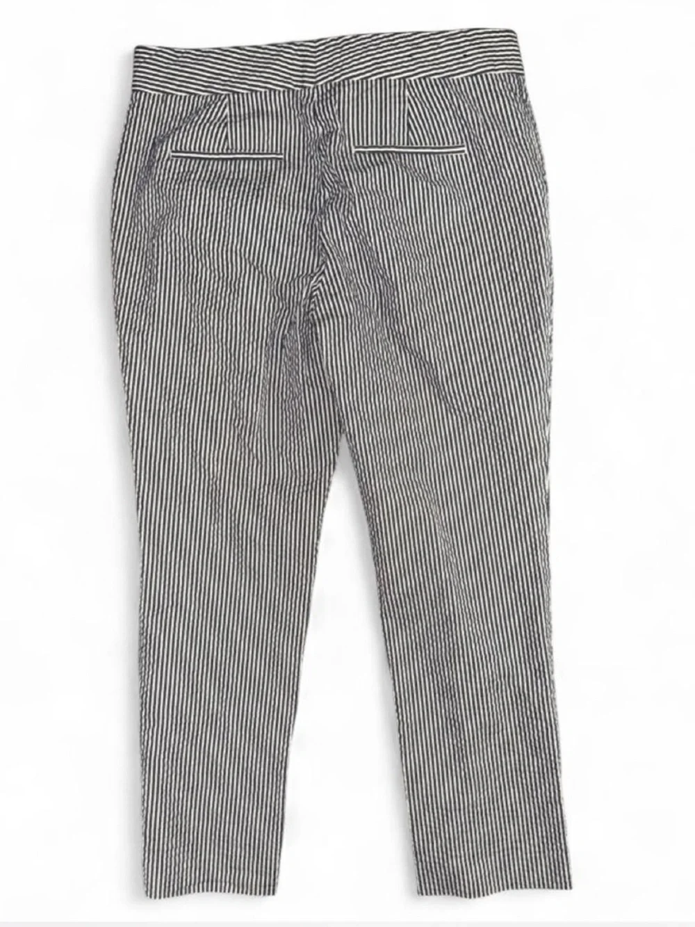 Ann Taylor Devin Fit Navy & White Seersucker Suit Set - Blazer Sz 4 + Pants Sz 6